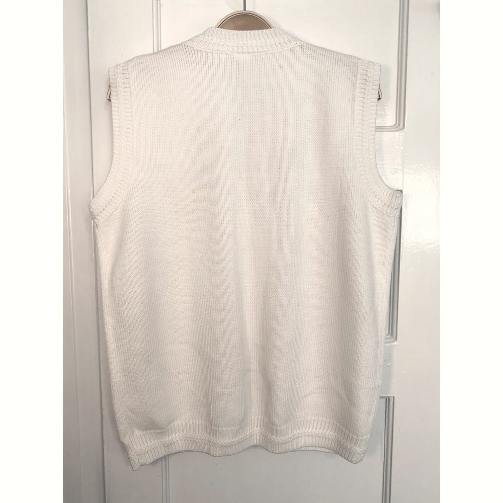Cream Embroidered Sweater Vest OS Cottagecore Grandma Chic Preppy Cozy Layering - Picture 4 of 15